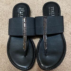 Italian Shoemakers Black Size 6.5 Sandals with Sparkling Strap